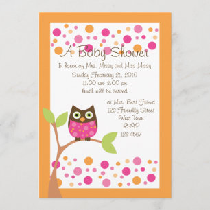 Pink Owl Baby Shower Invitation-hotpink by request Invitation