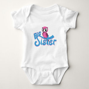 Pink Owl Big Sister Baby Bodysuit