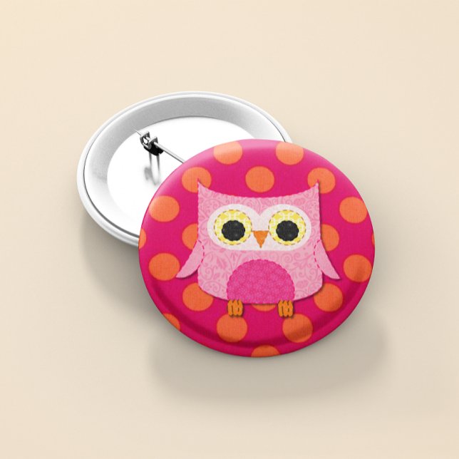 Pink Owl Button Pin (Creator Uploaded)