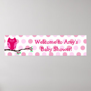 Pink Owl Custom Baby Shower Sign