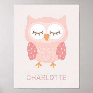 'Pink Owl', cute customized  Poster