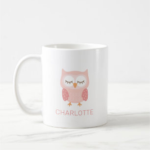'Pink Owl', cute & whimsical customised girls Coffee Mug