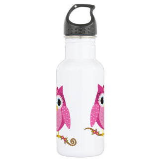 Pink Owl design 532 Ml Water Bottle