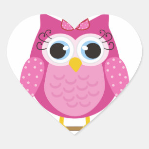 Pink Owl design Gifts Heart Sticker
