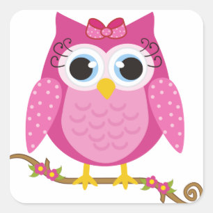 Pink Owl design Gifts Square Sticker