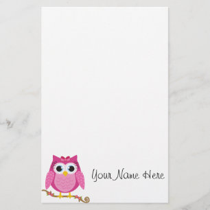 Pink Owl design Gifts Stationery