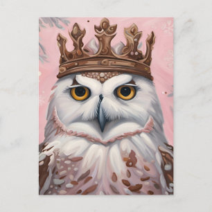 Pink Owl in a Crown Postcard