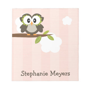 Pink Owl Notepad Personalised