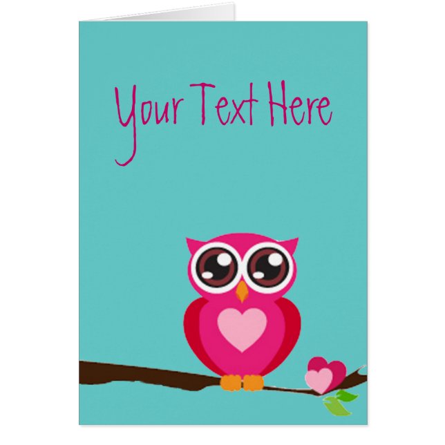 Pink Owl on Tree Branch (Front)