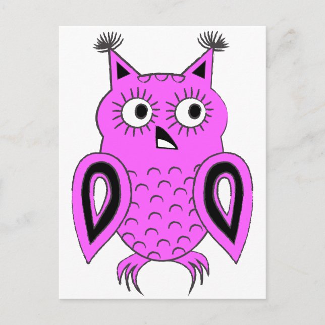 Pink Owl Postcard (Front)
