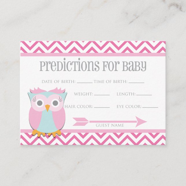 Pink Owl Predictions Card (Front)