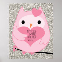 Pink Owl Sparkle Quote