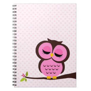 Pink Owl Spiral Notebook