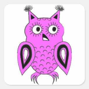 Pink Owl Square Sticker