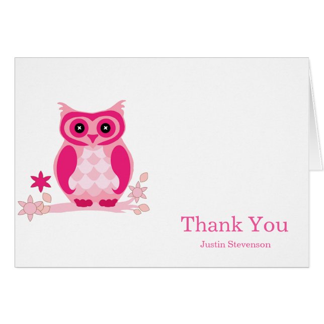 Pink Owl Thank You (Front Horizontal)