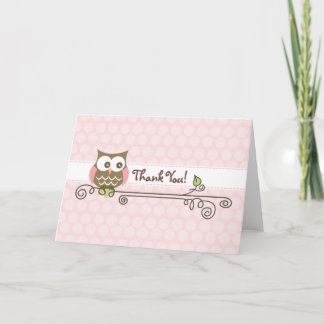 Pink Owl Thank You Card