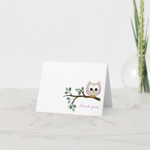 Pink Owl Thank You Card