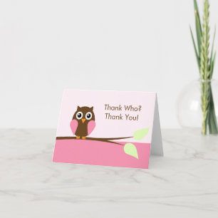 Pink Owl Thank You Cards