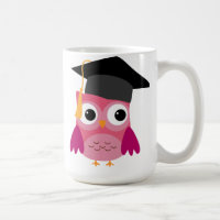 Pink Owl with Graduation Cap Mug