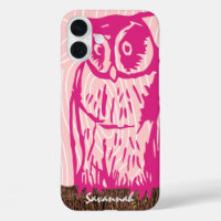 Pink Owl Wood Grain Pattern Choose Your Colour