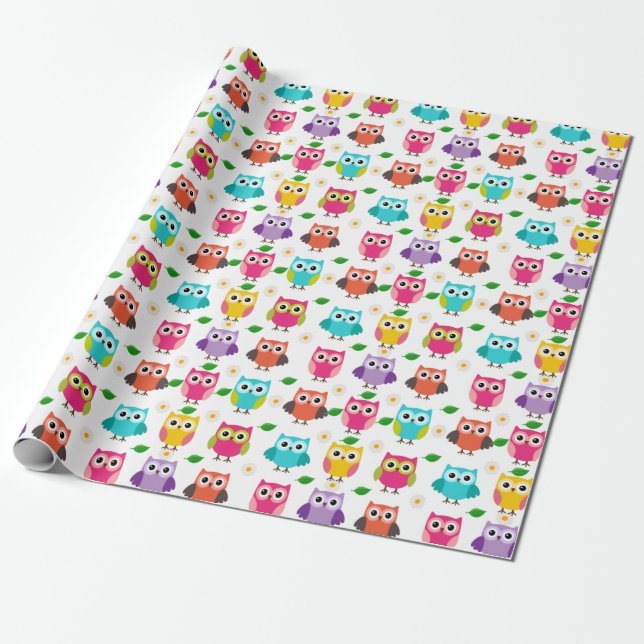 Pink Owl  Wrapping Paper (Unrolled)