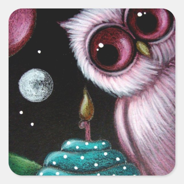 PINK OWL YOUR BIRTHDAY CUPCAKE Sticker (Front)