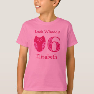 Pink Owls 6th Birthday Personalised T-Shirt