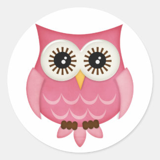Pink Owls Classic Round Sticker