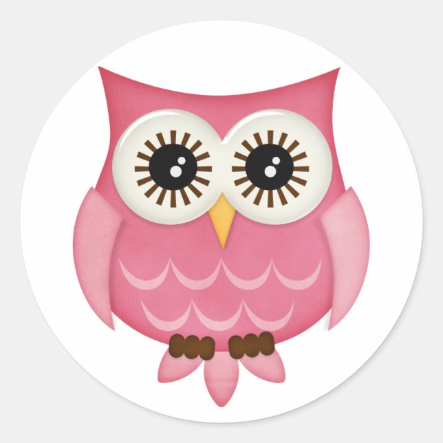 Pink Owls Classic Round Sticker (Front)