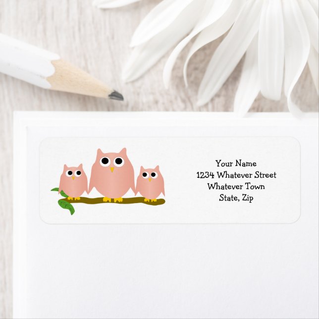 Pink Owls Design Return Address (Insitu)