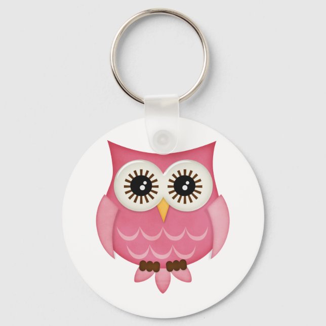 Pink Owls Key Ring (Front)