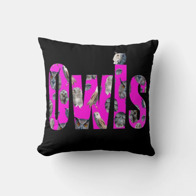 Pink Owls Name Logo,  Cushion (Front)