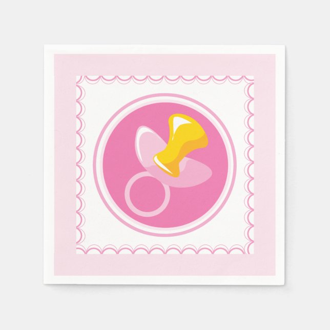 Pink Pacifier | Baby Girl Shower Napkin (Front)