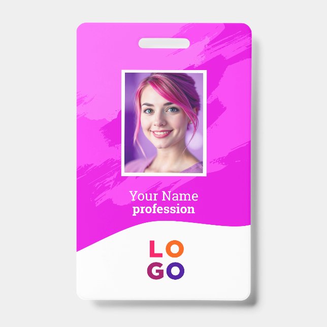 Pink Paint |  Doctor, Nurse, Health Aide Photo ID Badge (Front)