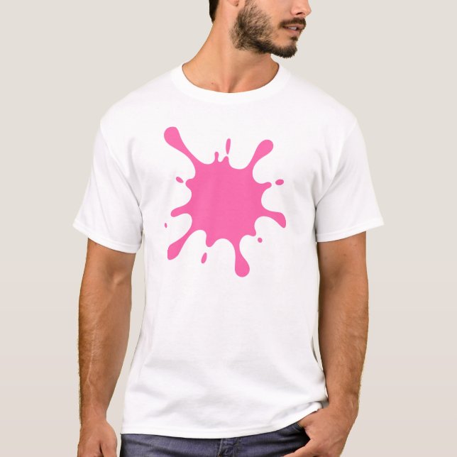 Pink Paint Splatter T-Shirt | Artistic Abstract  (Front)