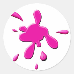 Pink Paint Splodge Classic Round Sticker