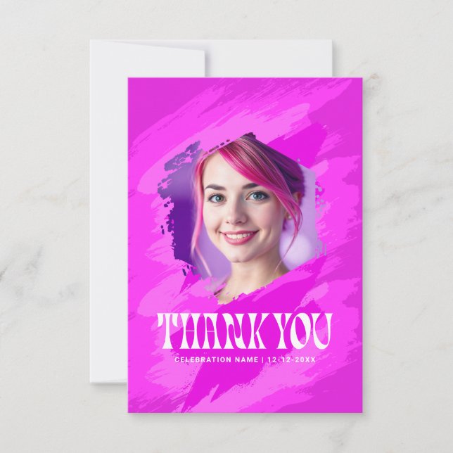 Pink Paint |  Thank You Modern Photo Cards (Front)