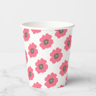 Pink Paint Whimsical Flower Paper Cup