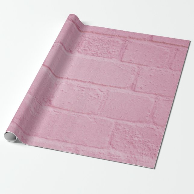 PINK PAINTED BRICK WALL WRAPPING PAPER (Unrolled)