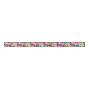 Pink Painted Chinoiserie Floral Satin Ribbon