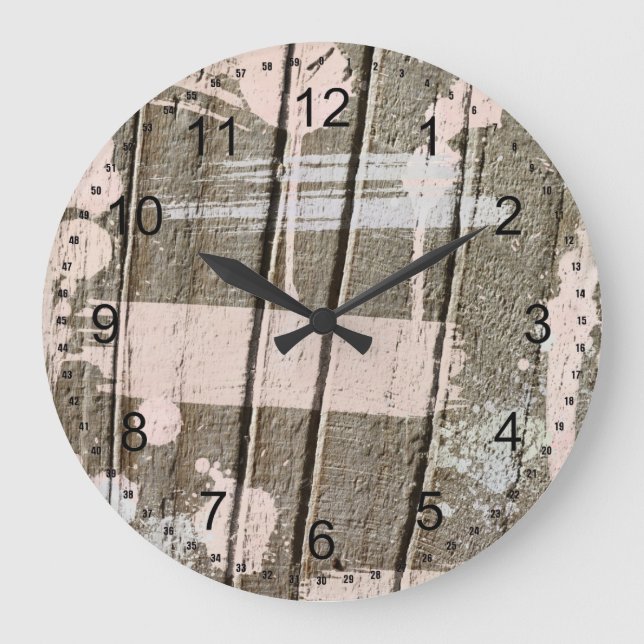 Pink Painted faux Wood Large Clock (Front)