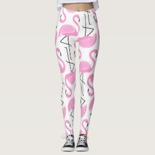 Pink Painted Flamingo Pattern Leggings
