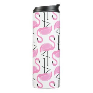 Pink Painted Flamingo Pattern Thermal Tumbler