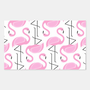 Pink Painted Flamingo Simple Pattern Rectangular Sticker