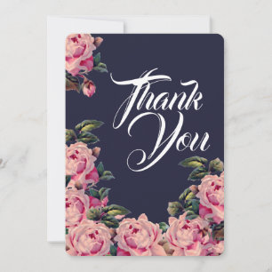 Pink Painted Roses Thank You Card