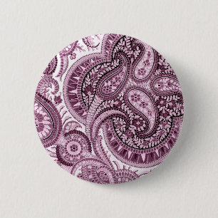 Pink Paisley 6 Cm Round Badge