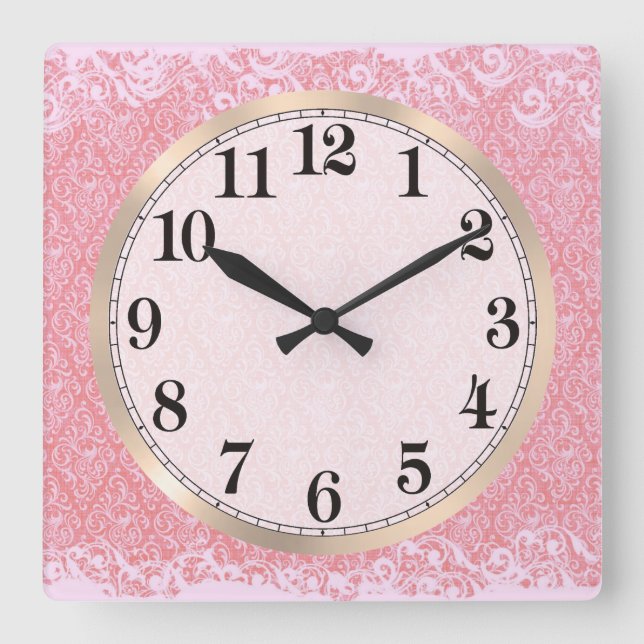 Pink Paisley Argyle Square Wall Clock (Front)