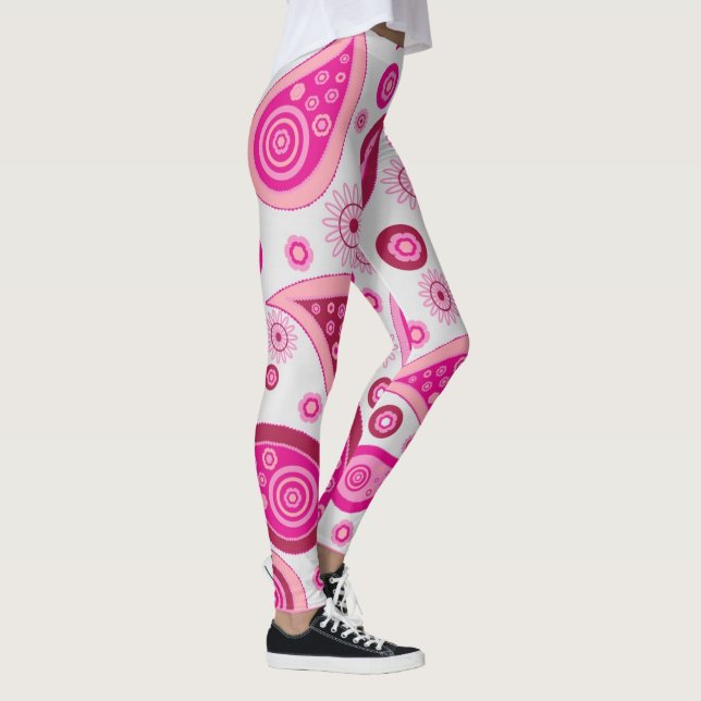 PINK PAISLEY BOHEMIAN YOGA PANTS  LEGGINGS (Right)