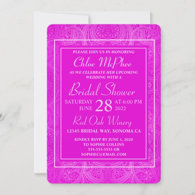 Pink Paisley Bridal Shower Invitation (Front)