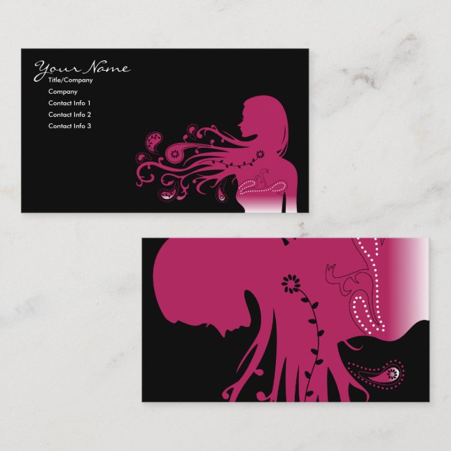 pink paisley business card (Front/Back)